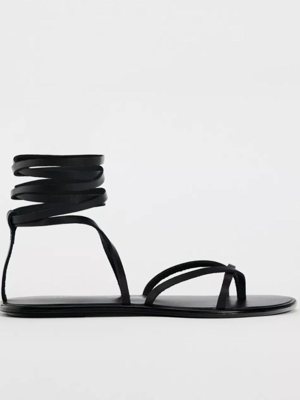 NWT Zara Black Strappy Lace-Up Sandals with Ankle Wrap